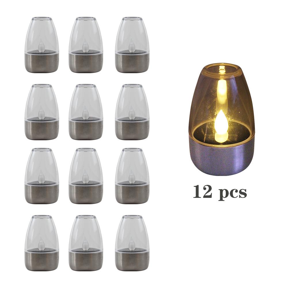 Solar Candle Light Outdoor LED Flameless Metal Candle Lamp Terrace Halloween Decoration Light Garden Waterproof Yard Lawn Light