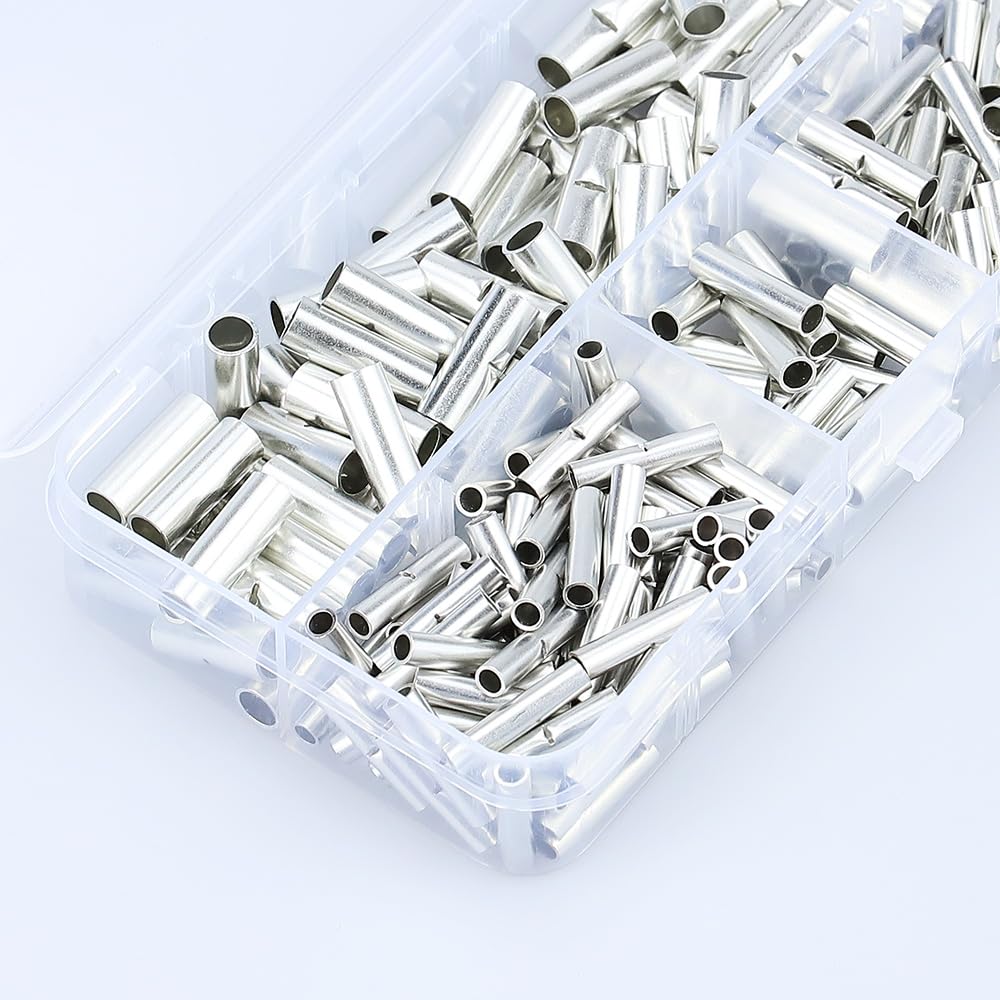 Glvaner Bare Crimp Sleeves Bare Crimp Terminals Ferrules 2 200 Piece Kit Silver Copper Crimp Climb Terminal B-Type Non-Insulated BN1.25 5.5