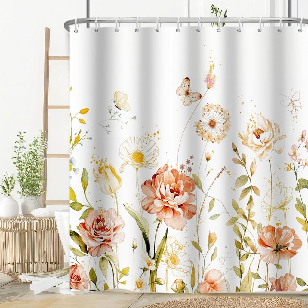 Enchanted Forest Shower Curtain Jungle Green Tree Shower Curta for Bathroom Spring Garden Fairy Tale Bath Curtain Decor Fabric Washable with 12 Hooks