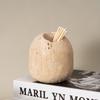 Wabi-sabi Travertine Natural Stone Match Toothpick Holder Japanese Minimalist Nordic Table Decor Cotton Swab Holder Ornaments
