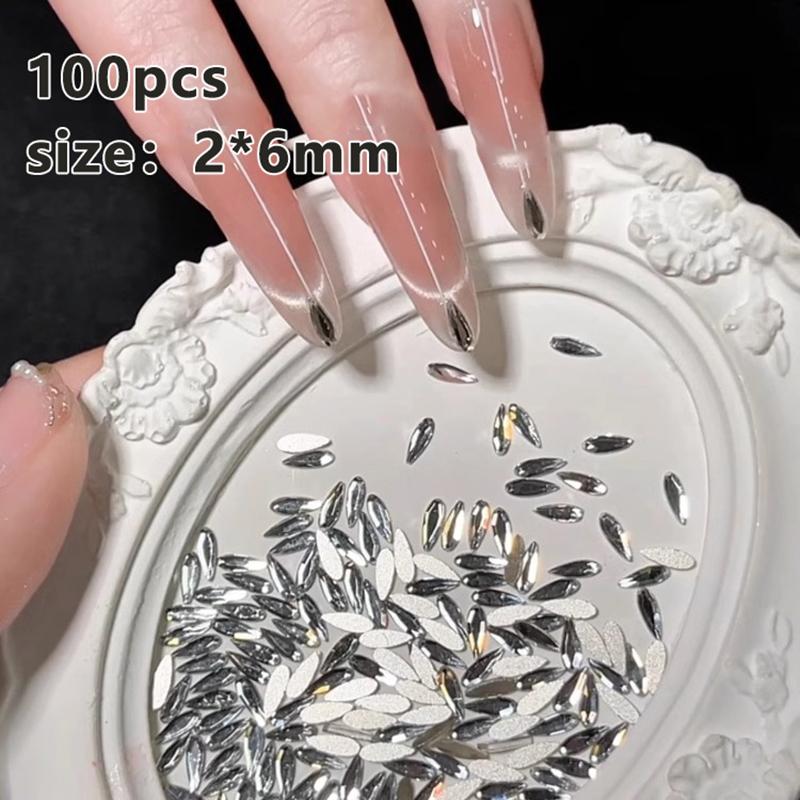 

100Pcs Ultra-Shiny Horse Eye Zircon Nail Art Rhinestones Clear Waterdrop Shaped Mini Flatback Stones 3D Gems Nail Decora 100PCS