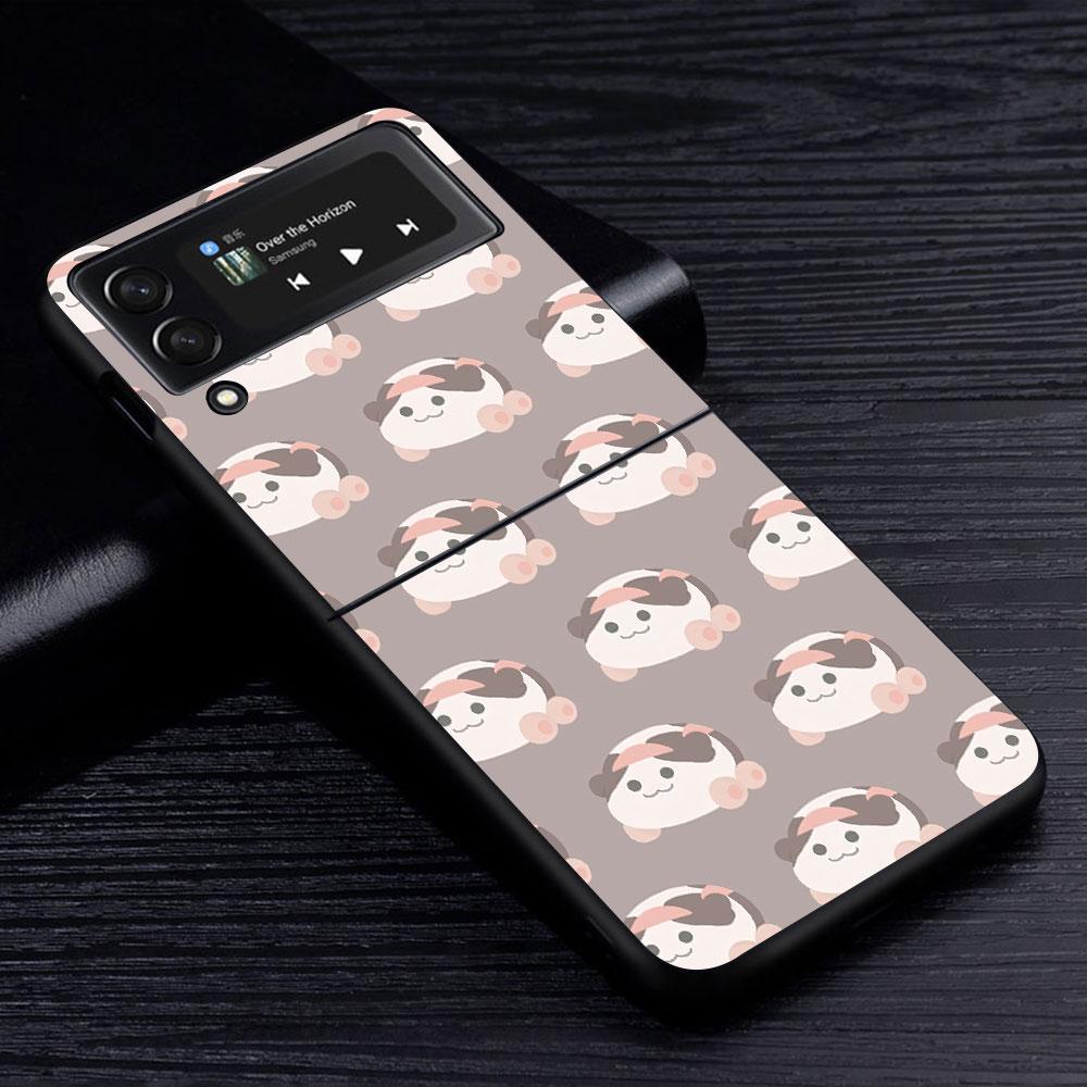 PUI PUI MOLCAR Cute Case for Samsung Galaxy Z Flip4 Flip3 5G PC Hard Cell Phone Shell Z Flip 4 3 Black Coque Zflip4 Zflip3 Cover