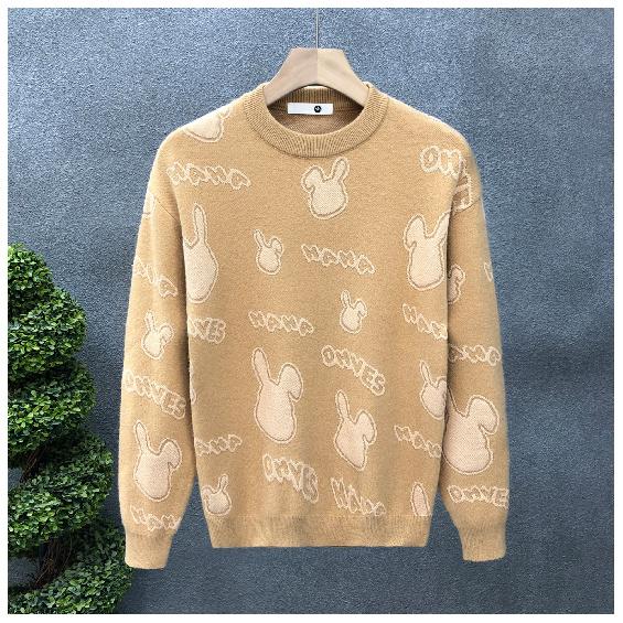 

Осенне-зимний утолщенный свитер, мужской корейский стиль, модный свободный трикотаж в японском стиле, зимняя одежда, ленивый свитер в гонконгском стиле 3XL хаки