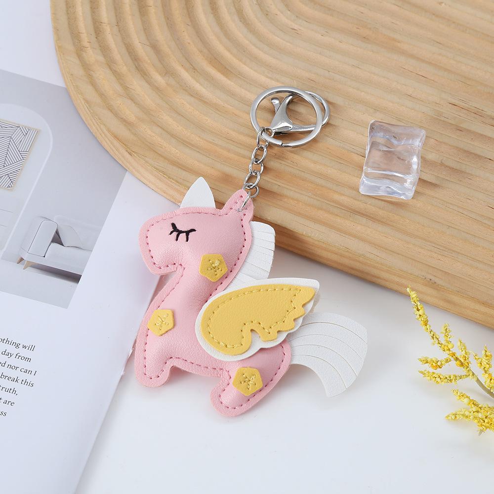 In-Stock Unicorn PU Leather Keychain: Stylish Pegasus Bag Charm