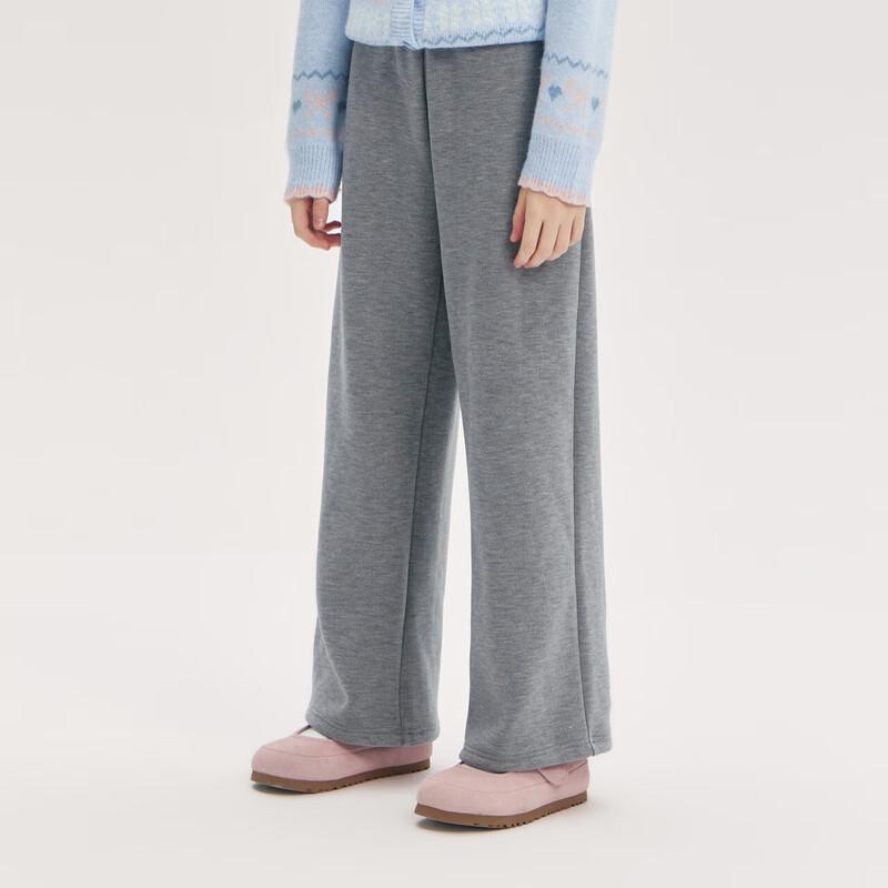 DEESHA Girls 2025 Winter Fleece-Lined Wide-Leg Casual Pants 140