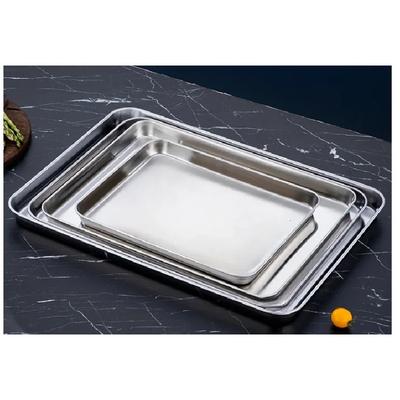 Plat de Service Alimentaire en Métal Organisateur de Cuisine Plateaux Plateau Rectangulaire en Acier Inoxydable Plateaux de Présentation pour Buffet Ustensiles de Cuisine Décoratifs