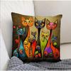 Bohemian Plush Pillow Covers with Charming Kitten Design ,45x45 Cm