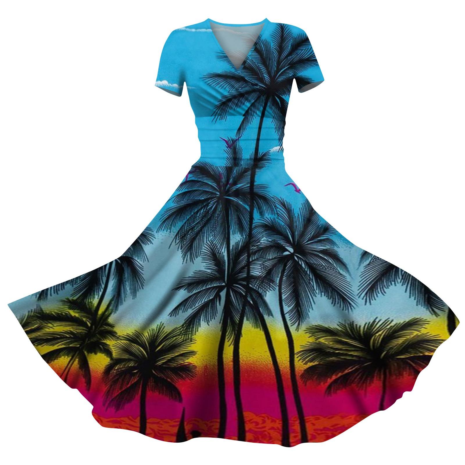 

Жіноча повсякденна сукня-гойдалка з короткими рукавами та V-подібним вирізом на весну та літо 2024 року XL