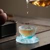 Glass Tea Cup Home Decoration Sake Cup Handmade Coaster Glass Cup Chinese Style Tea Cup Set Tabletop Atmosphere Small Ornament