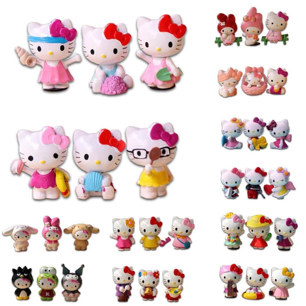 Rozkošných 6ks Hello Kitty Kuromi Sanrio Roztomilých Panenek Příslušenství Pro Sběratele