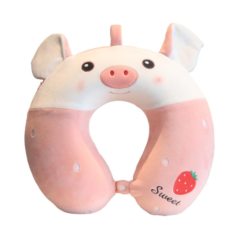Soft Velvet U Shape Neck Pillow With Optional Animal Designs Memory Foam Cushion For Children Traveling