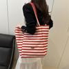 Fashi Striped Cloth Bag, Korean Lazy Style Tote Bag, Student Large Capacity Casual Shoulder Bags for Women