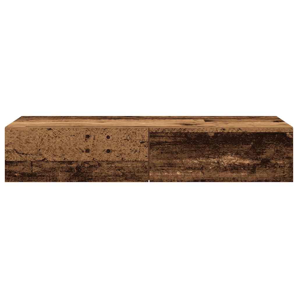 Vidaxl Półka Ścienna Z Szufladami, Stare Drewno, 100X36X19 Cm