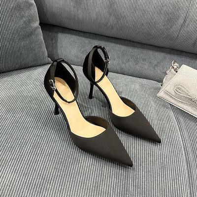 Sandales à boucle à un mot style design style fée bout pointu talon aiguille printemps et été