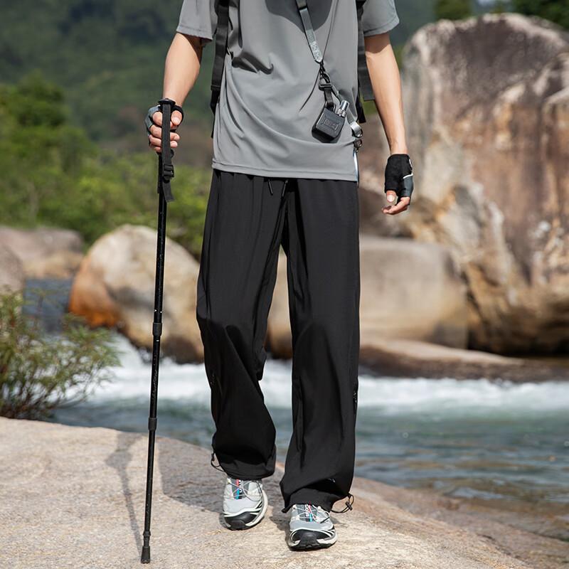 SWAMP AREA Outdoor Lightweight Quick-Dry Hiking Pants for Men, Spring And Summer Waterproof Straight-Leg Cargo Pants WS098 Matte Black XL