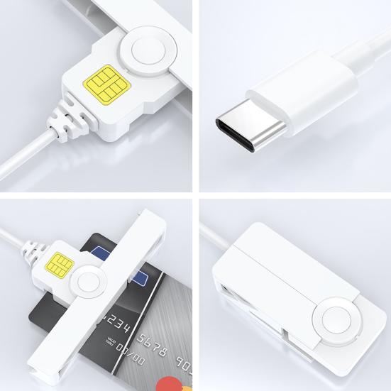 Type-C Smart Card Reader Plug-and-Play Card Windows Portable Bank Reader for USB 2 Chip Card Reader