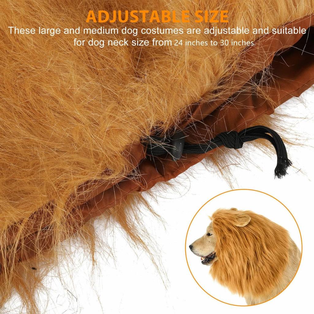 Lion Mane for Dog Costumes Realistic Funny Lion Wig for Medium Large Sized Dogs Halloween Pet Costume (Large, Light Brown)