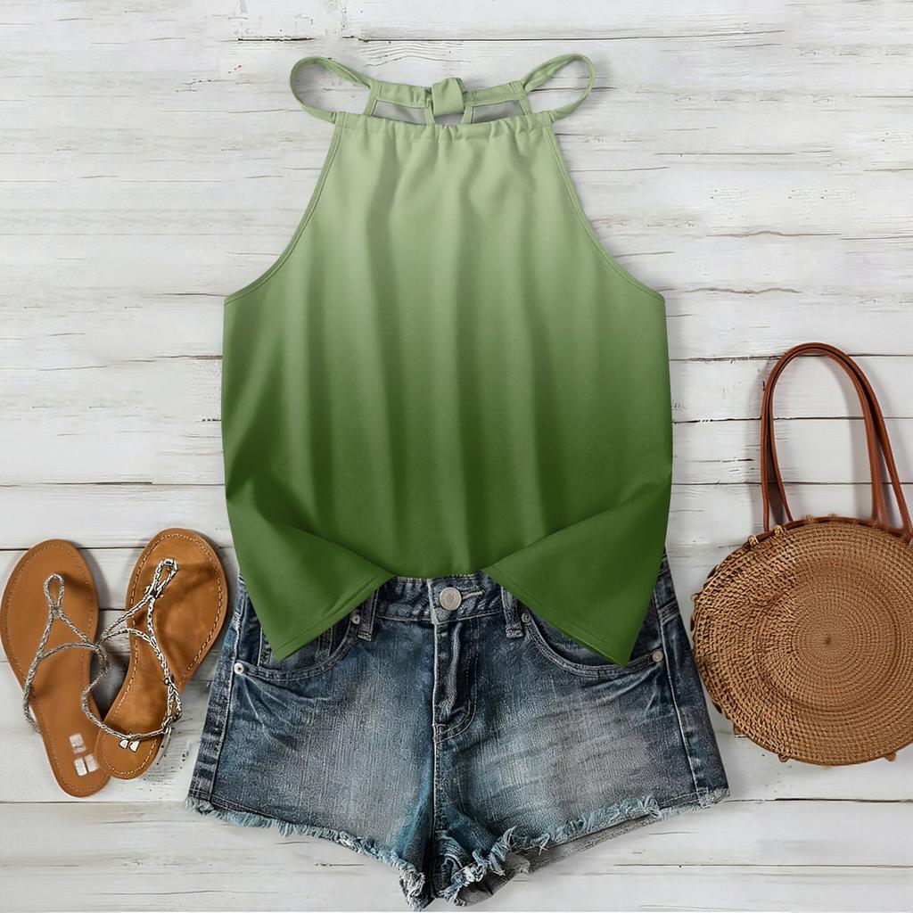 Damen ärmelloses Tanktop im Bohemian-Stil mit Farbverlaufdruck, lässig locker geschnitten, Sommer-Oberteil Weste Bluse für den täglichen Gebrauch