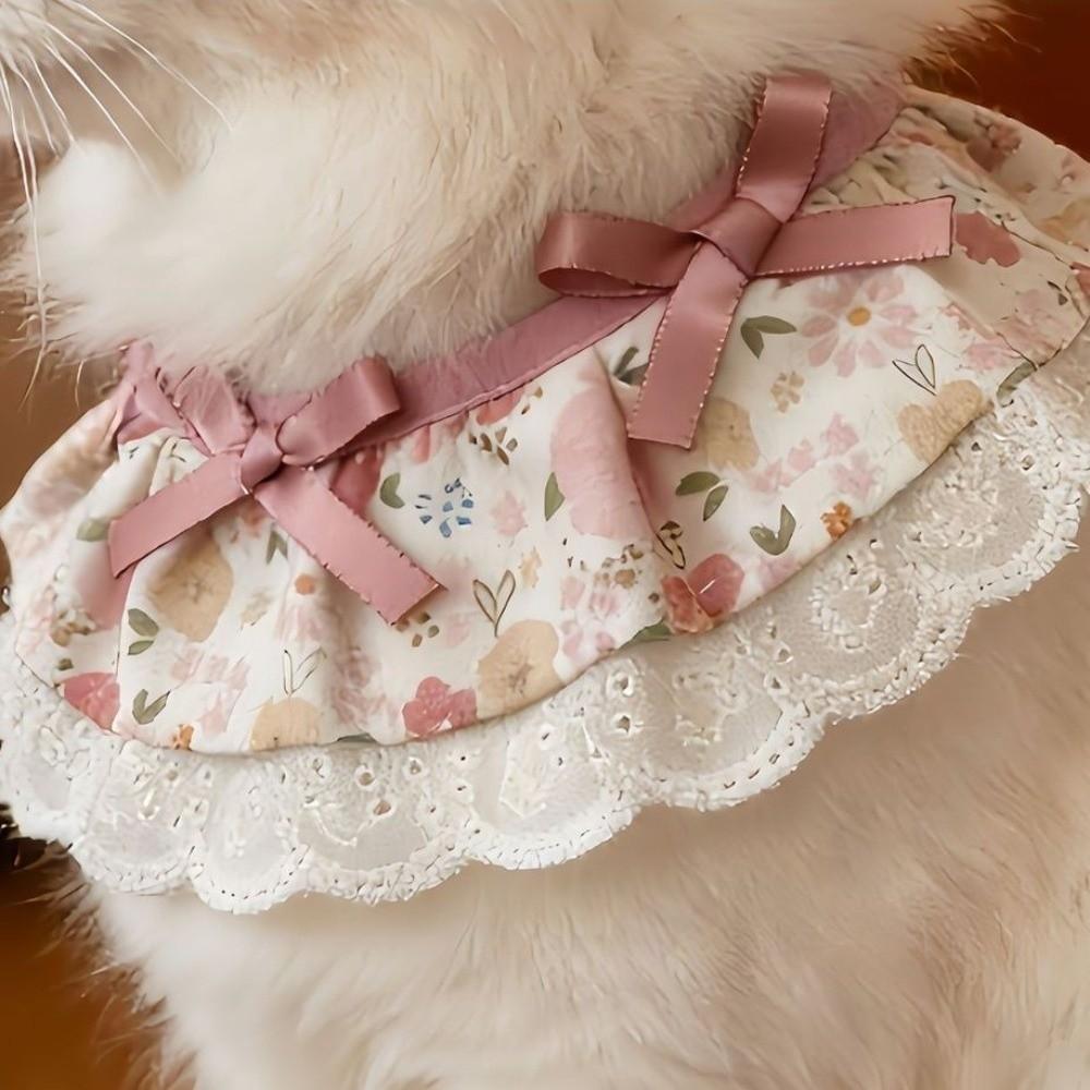Lace Floral Bows Knitted Collar Cartoon Pet Bib Pet Neck Scarf Pet Cat Scarfs  Photo Shoots