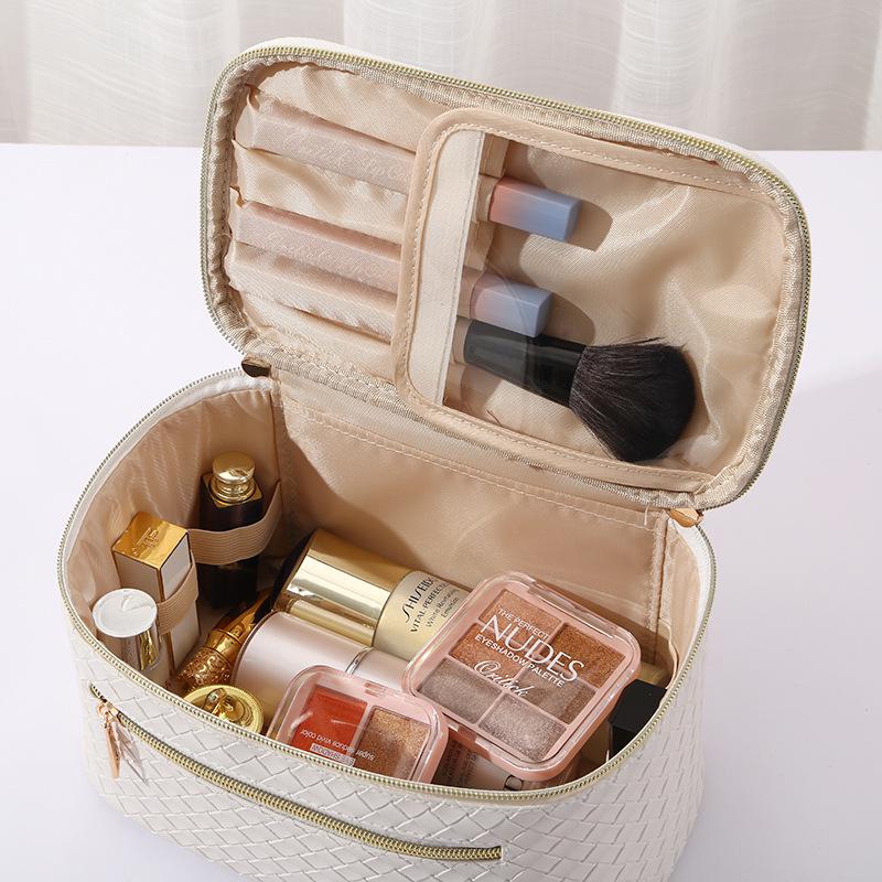 Woven Texture Multifunctional Waterproof Tote: Large-Capacity Handbag & Makeup Bag for Travel