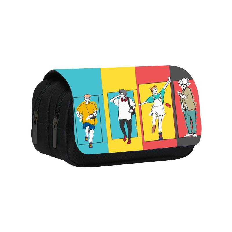 Jujutsu Kaisen Pattern Double Layer Flip Cover Stationery Storage Pencil Bag For Middle School Students