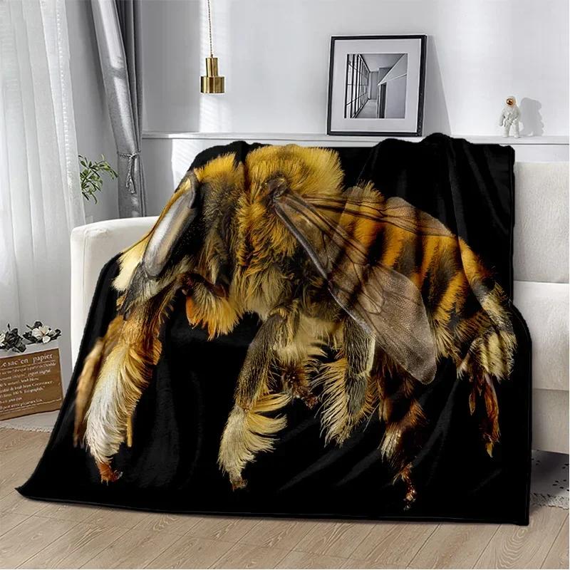 Cute Bee Honey Insect Cartoon Blanket,Soft Throw Blanket for Home Bedroom Bed Sofa Picnic Travel Office Rest Cover Blanket Kids