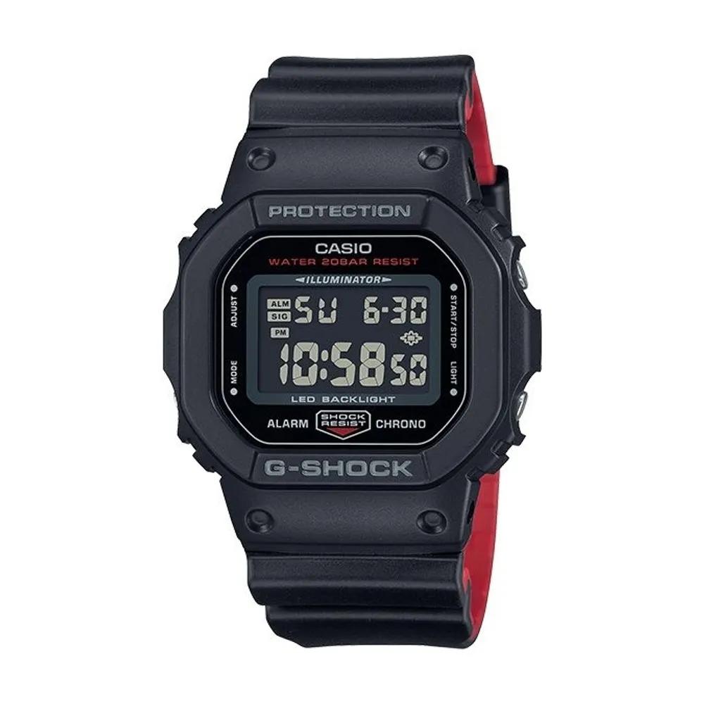 LNW Unisex Black x Red Square Waterproof Watch_ DW-5600UHR-1DR