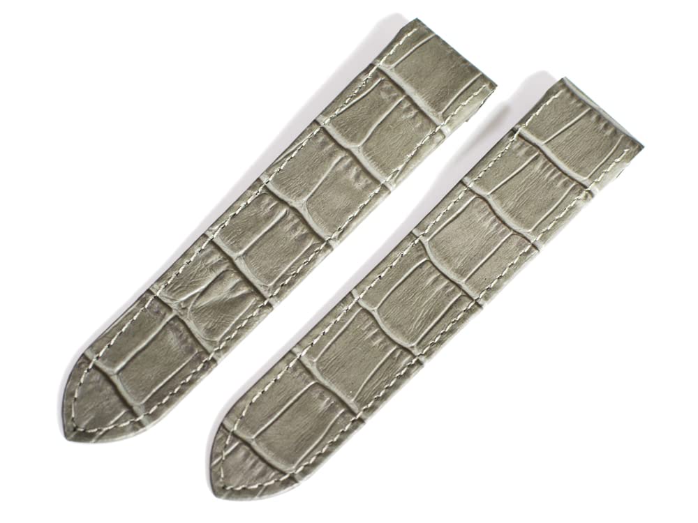 

King Watch Parts Совместимый с Cartier Santos 100 LM Ремешок Aftermarket Тиснение под крокодила 23 мм [Импортный Оригинал] - XL, - - Кожа, Серый,