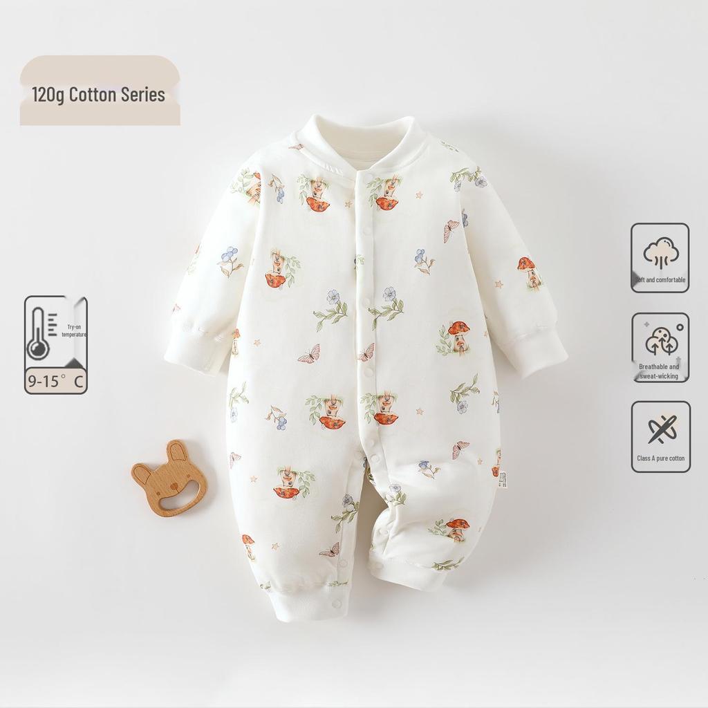 Unisex Baby Quilted Cotton Jacket & Jumpsuit - 120g Warm Autumn/Winter Bodysuit for Infants
