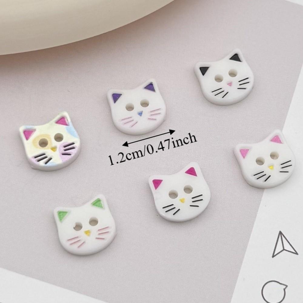 40pcs Fashionable 12mm Kitty Buttons Cute Creative Calico Cat Buttons Colorful Resin Kitten Head Buttons Cardigan Sweater