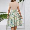 Damekleskjole med belte, avslappet mote, blomsterprint, korte ermer, rund hals, elegant