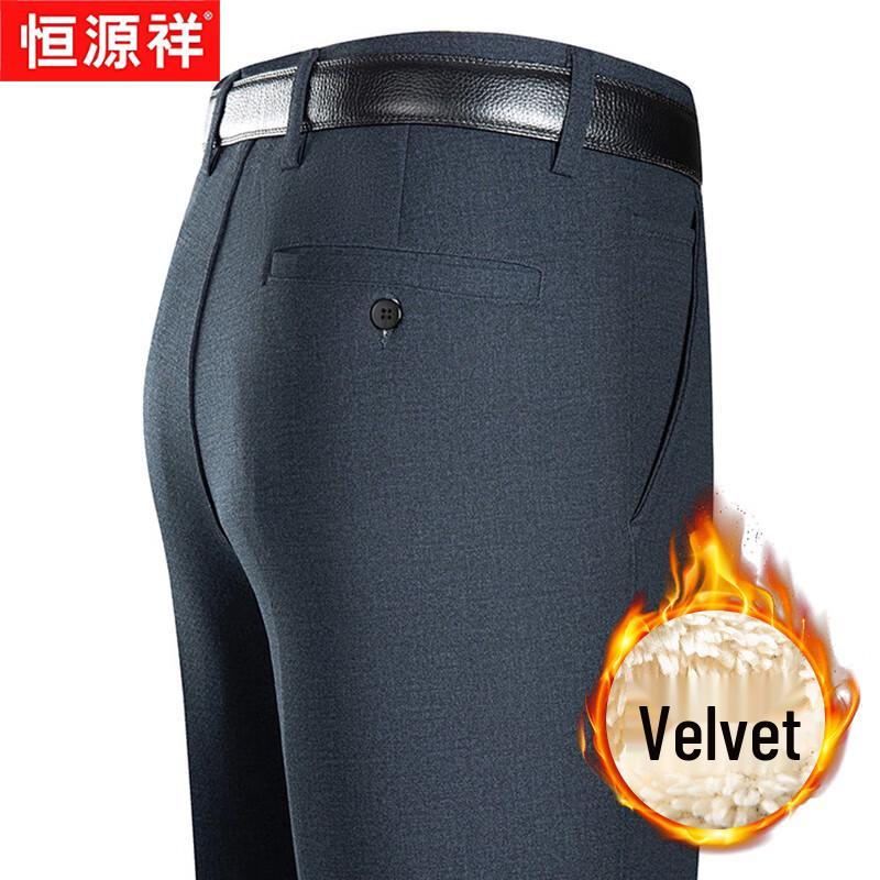 

Hengyuanxiang Men s Winter Fleece-Lined Straight-Leg Casual Pants 30
