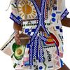 Linglong hemp European and American personality bright digital printing new casual summer top women's suit two-piece set