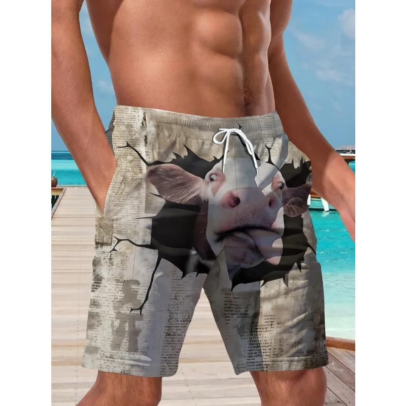 Pantaloncini da Spiaggia Estivi da Uomo Stampati in 3D Moda Versatili Tendenza Traspiranti Casual Stile Vacanza