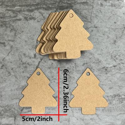 50pcs Tree Shape Paper Tags Kraft Paper Card Labels Paper Cards Tags DIY Christmas/Wedding Party Favors Blank Hang Tag Gifts