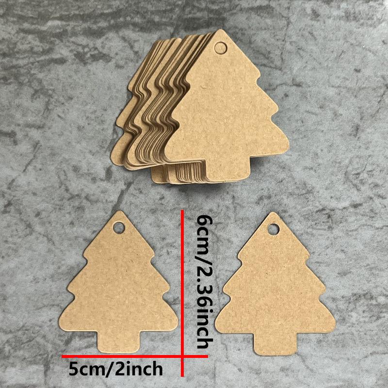 50pcs Tree Shape Paper Tags Kraft Paper Card Labels Paper Cards Tags DIY Christmas/Wedding Party Favors Blank Hang Tag Gifts
