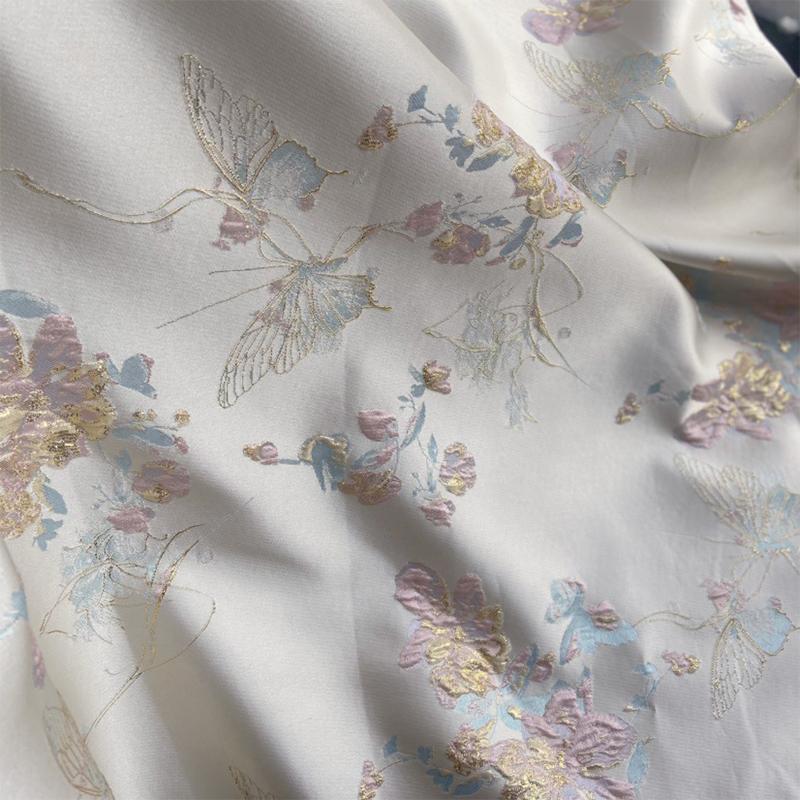 100*150cm Butterfly Jacquard Woven Gold Relief Fabric Light Luxury Chinese Style Yarn Dyed Fabric For Diy Sewing Dress Shirts