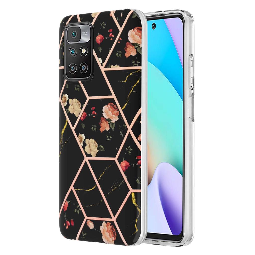 Golden Border Grid Marble Flower IMD Ultrathin Phone Case for Xiaomi Redmi Note 11S,Redmi Note 11 4G,Note 12 Pro 4G,Xiaomi 11T,Redmi 10,Poco X3 NFC...