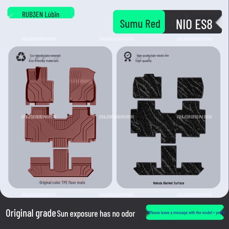 Pamir Brown TPE Floor Mats for Nio ES8 - Complete Car Interior Accessory Set