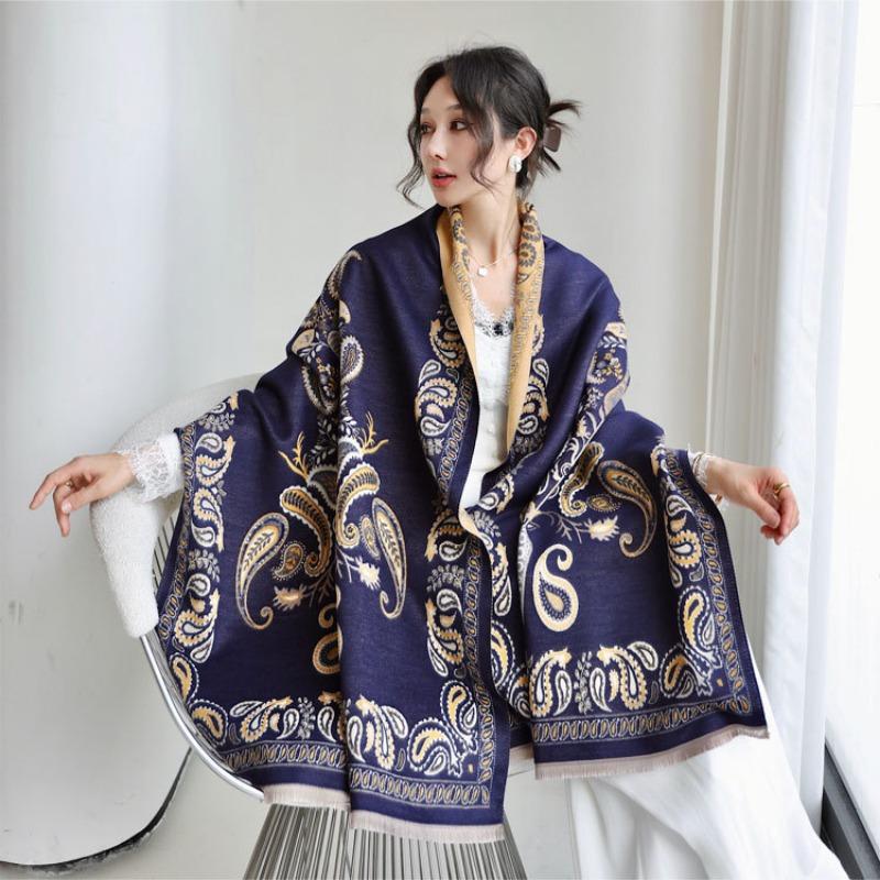 Winter new cashew tree jacquard scarf women's classic imitation cashmere shawl advanced sense versatile thickened warm scarf