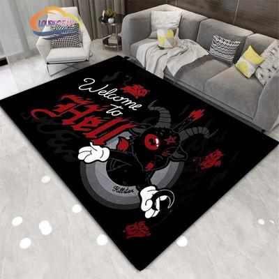 Satanisk skalle Inverterad Pentagram Area Matta Fårhuvud demon Baphomet matta Gotisk serie Hall Sovrum Fashionabla matta