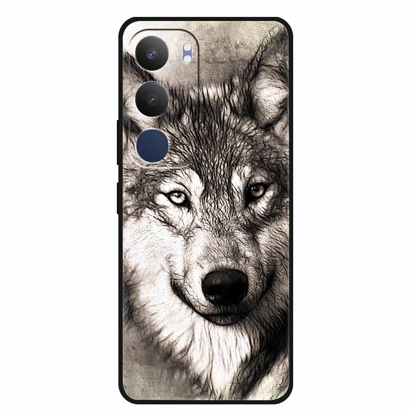For Vivo Y29 5G Case V2420 Cartoon Wolf Tiger Soft Silicone Cover TPU Phone Case for Vivo Y29 5G Bumper Capa Shockproof Fundas