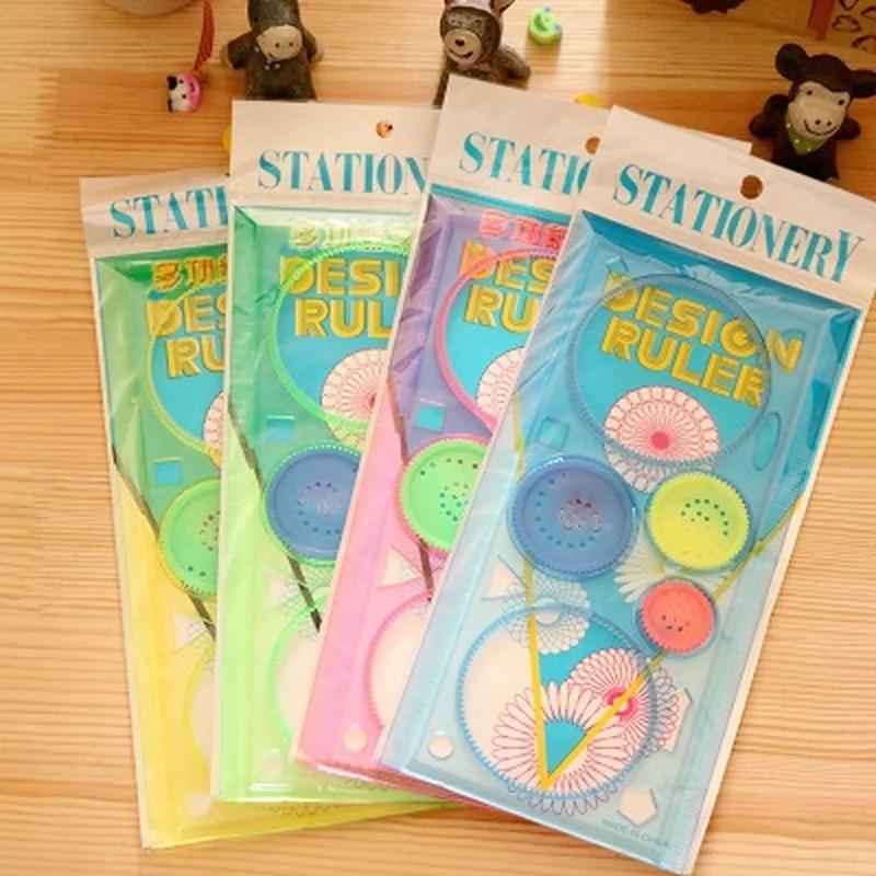 Random Color Painting Multi-function Puzzle Spirograph Geometric Ruler Drafting Tool For Students Drawing Toys Learning Art Tool