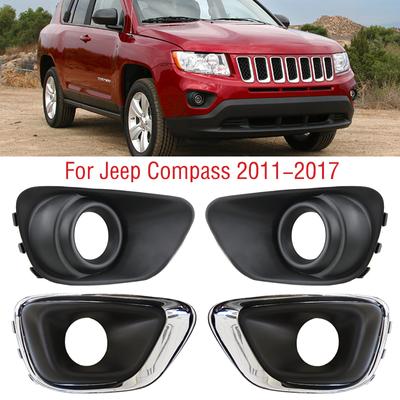 Para Jeep Compass 2011-2017, luz antiniebla del parachoques delantero, molduras de Marcos, cubierta, luz antiniebla, tapa de capó
