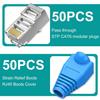 Connettori RJ45 con Guaine di Sollievo dalla Trazione Cavi Ethernet Cat6 Cat5e Spina Modulare Placcata Oro per Cavo UTP a Fili Solidi o Intrecciati