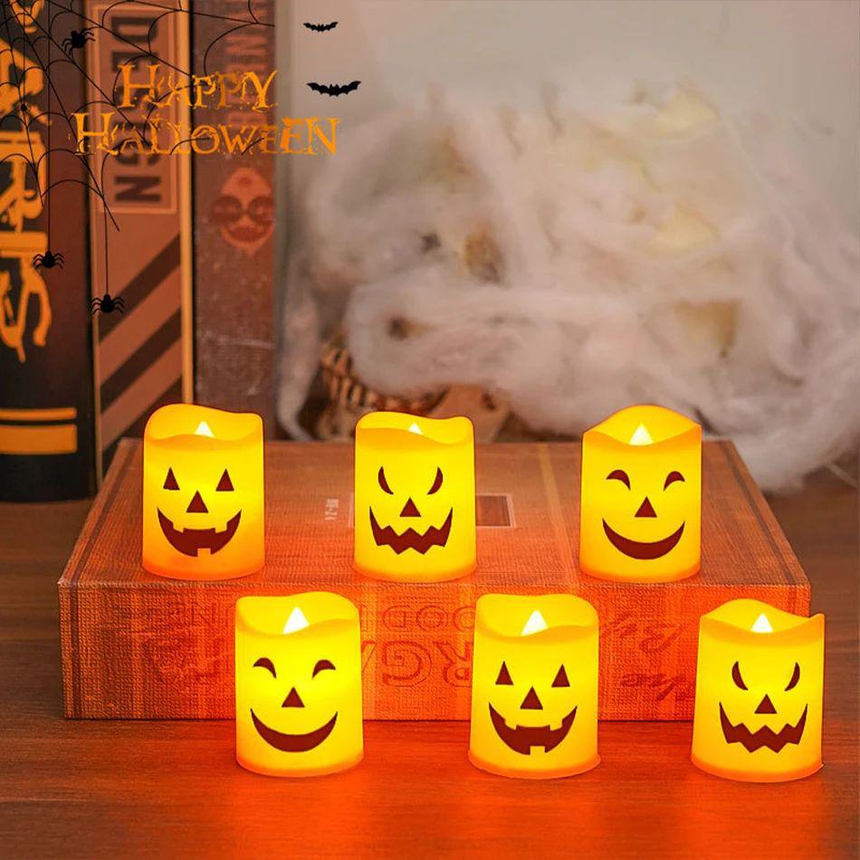Durable Halloween Led Light Home Atmosphere Decoration Candle Lamp Halloween Party Supplies Haunted House Horror Outdoor Lantern Props