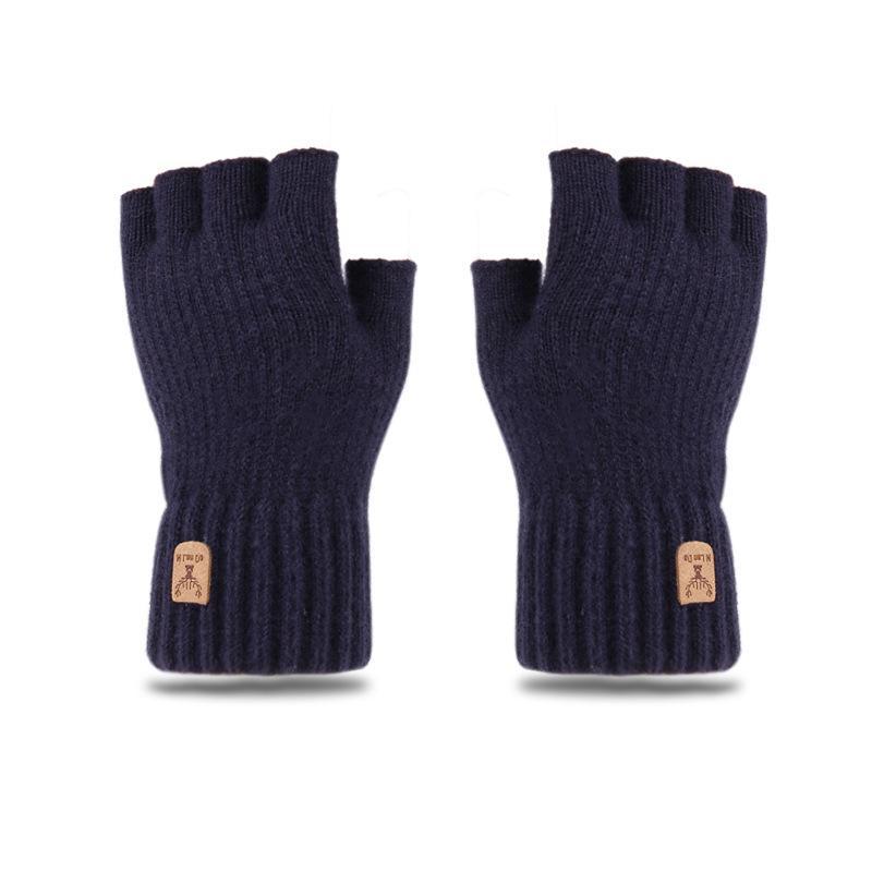 

Чоловічі вовняні рукавички без пальців - трикотажні, сенсорні, еластичні, теплі на осінь/зиму, ідеальні для друку, письма, їзди на велосипеді.