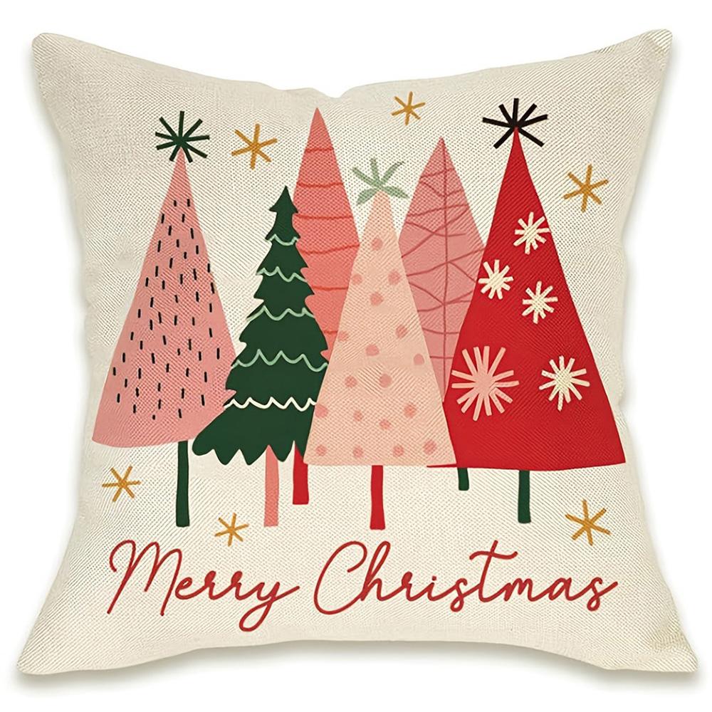 Charming Christmas Pillow Covers: Gingerbread House, Trees, Socks, and Cozy Cup Designs Sofa Room Cushion Cover Home Decoration
