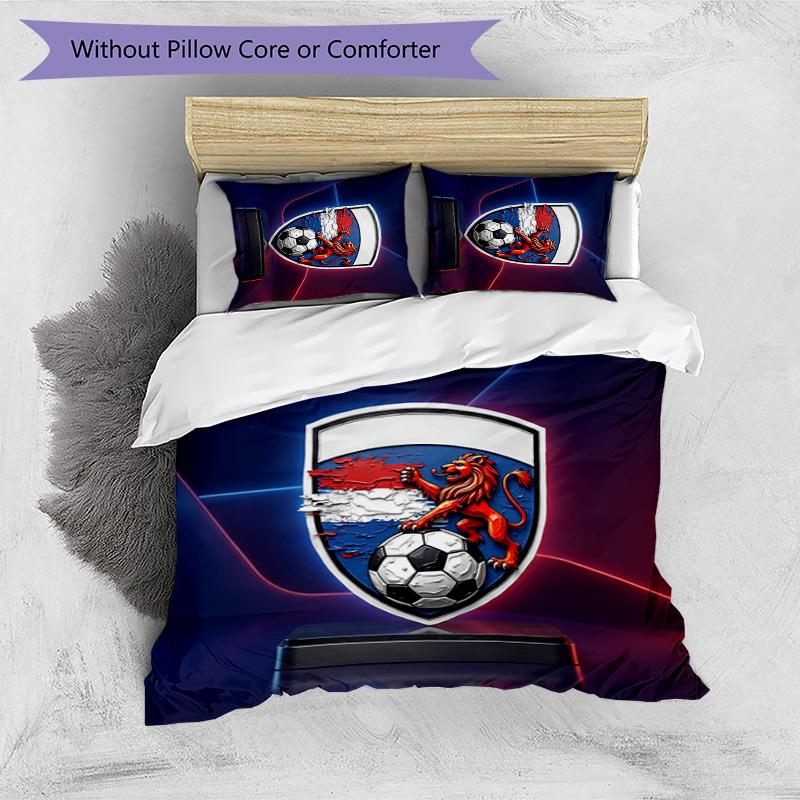 Netherlands Football Printed Bedding 3 Piece Set Cozy Breathable Bed Cover Set as Housewarming Holiday Gift