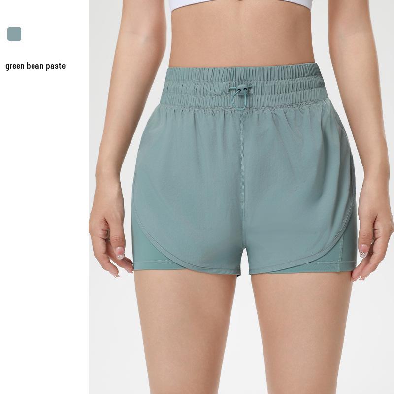 Women's 2026 High-Waisted Quick-Dry Fake Two-Piece Sports Shorts - Breathable Running & Yoga Fitness Shorts for Summer